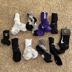Nike Men's Black, White, and Purple Athletic Elite Socks